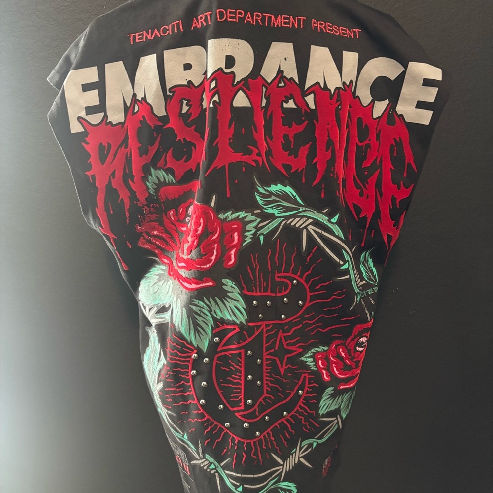 Embrance Graphic Band Tee with Red Roses